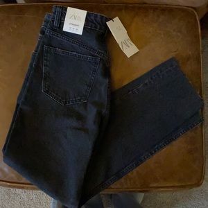 Zara size 0 high rise ankle length black denim